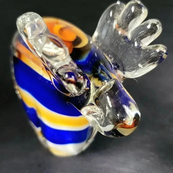 Moose Art Glass Animal Figurine Paperweight Cobalt Blue/Amber/yellow/White/Clear - Picture 2 of 9